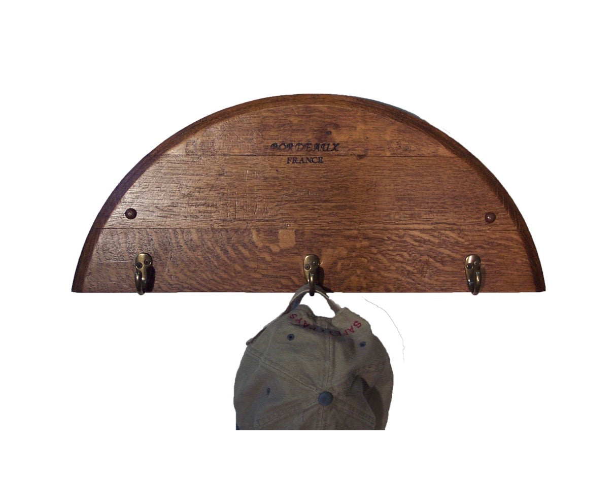 Wine Barrel-Head Hat Rack